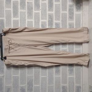 Loft Women's Linen Blend Cream Drawstring and Elastic Waist Pants Size XL